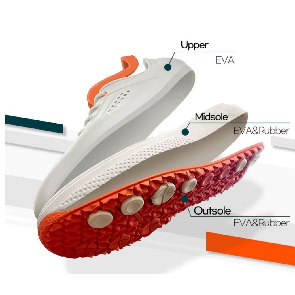 Golf shoe with labeled components on a white background